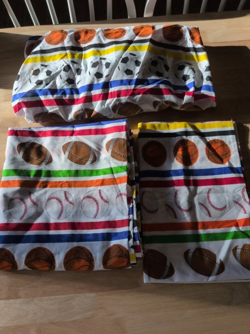 Vintage Sports Twin Sheet Set Football Baseball Basketball Soccer Cotton Blend